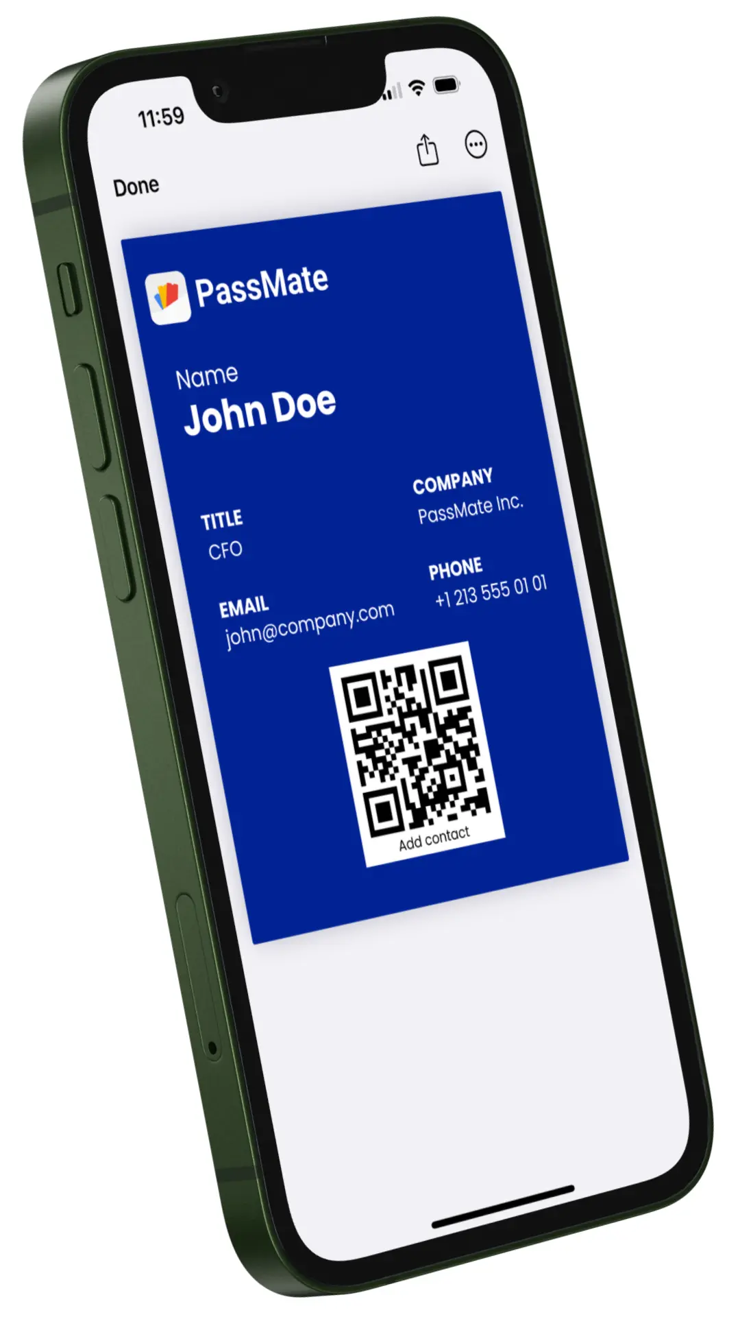 Digital business card preview